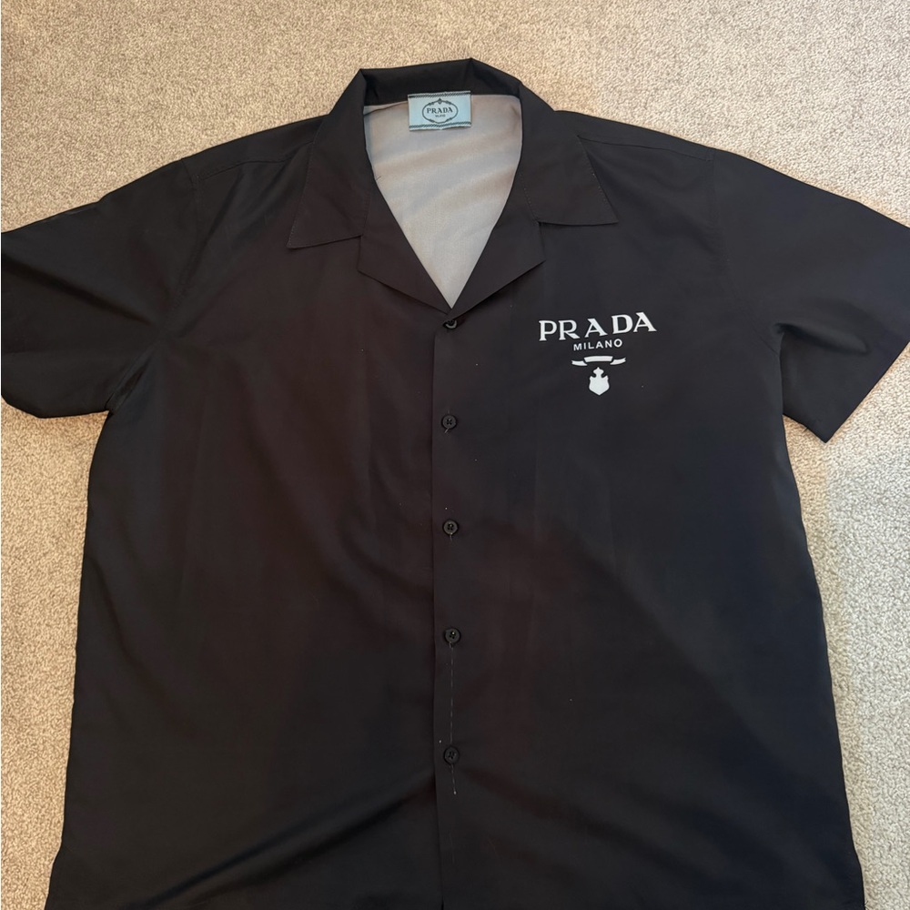 Prada Men's Black Casual Button Down Shirt